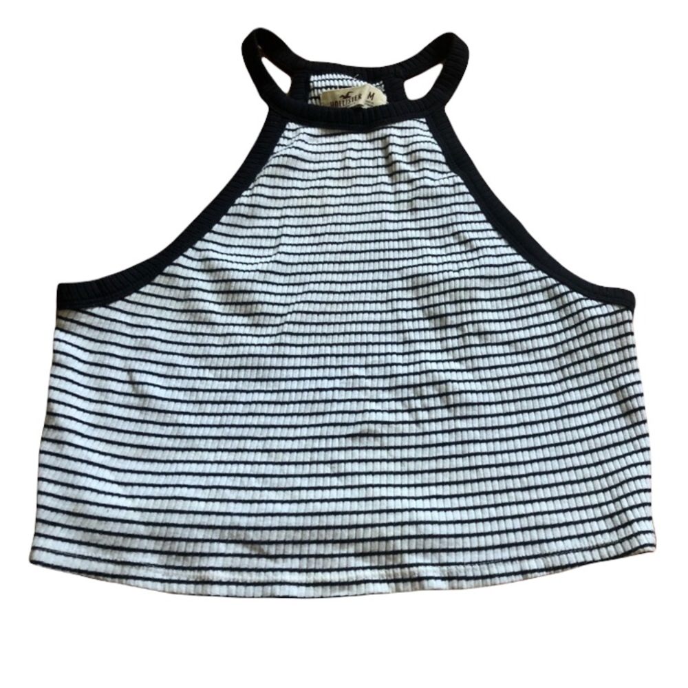 Hollister crop top Black white striped